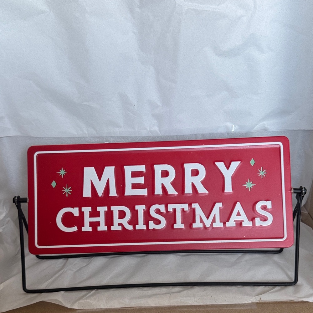Merry Christmas Red Holiday Sign - Festive Home Decor